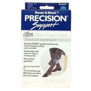 Bauer & Black Precision Support Ultra Sheer Knee High Stockings Small Black